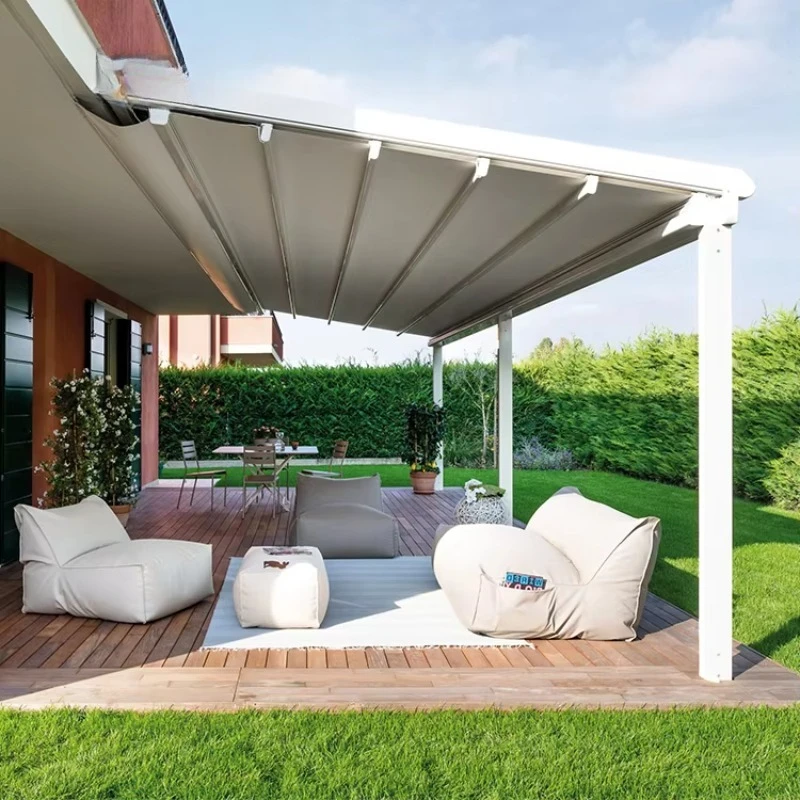 

Motorized Waterproof PVC Folding Pergola Retractable Roof Pergola Restaurant Retractable Canopy