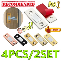 Cierre magnético de puerta fuerte, pestillo de captura, imán para muebles, armario, tornillo/pegatina ultrafina, 6 colores, 4/2 piezas, nuevo