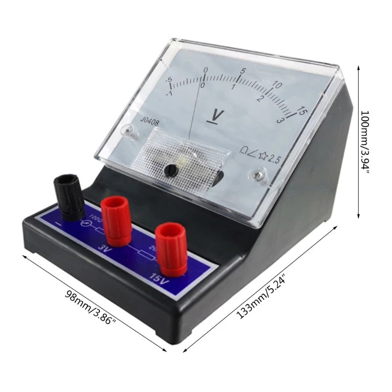 DC Voltmeter Analog Panel Voltage Meter Mechanical Pointer Type -1-0-3V/-5-0-15V for Physics Teaching