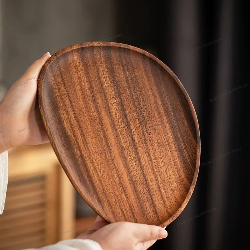 For wooden tray, household tea tray, irregular heart-shaped snack , fruit , walnut coffee melon seed plate