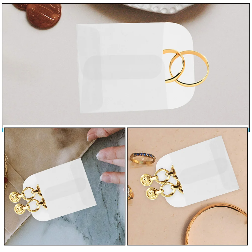 

50Pcs Transparent Paper Jewelry Bags Clear Packaging Pouches for Earrings Rings Bracelets Storage Small Business Jewelry