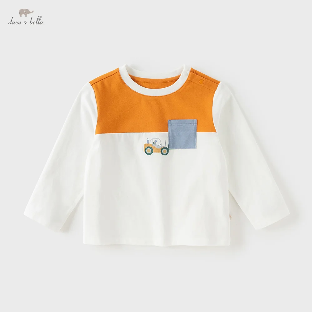 

Детские футболки с длинным рукавом Dave Bella, весенне-осенняя одежда для мальчиков, повседневные хлопковые пуловеры для малышей, базовые топы DB1260683