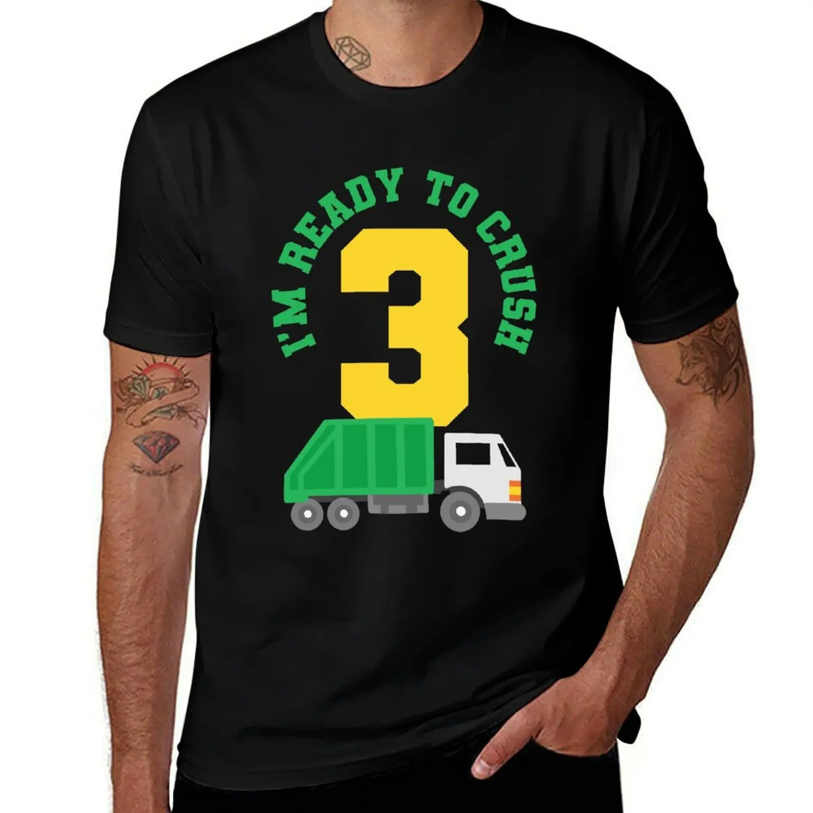 3rd Birthday Garbage Truck Three Years Old T-Shirt Plus Size Non-Shrink T-Shirt
