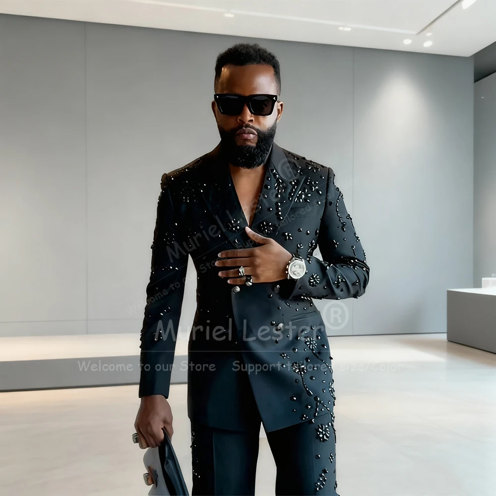 

Мужской костюм с драгоценными камнями и бисером, мужской пиджак для выпускного вечера, комплект из 2 предметов, свадебный смокинг жениха, индивидуальный мужской наряд, облегающий костюм для мужчин