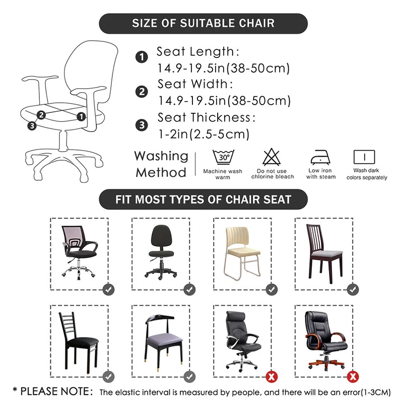 PU Leather Chair Seat Cover Elastic Computer Chair Seat Cover Waterproof Office Chair Seat Cover Chair Slipcover