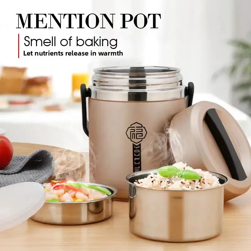 Vacuum Large Capacity Lunch Box Leakproof Stainless Steel Bento Box High Efficiency Keep Temperature Portable Food Container