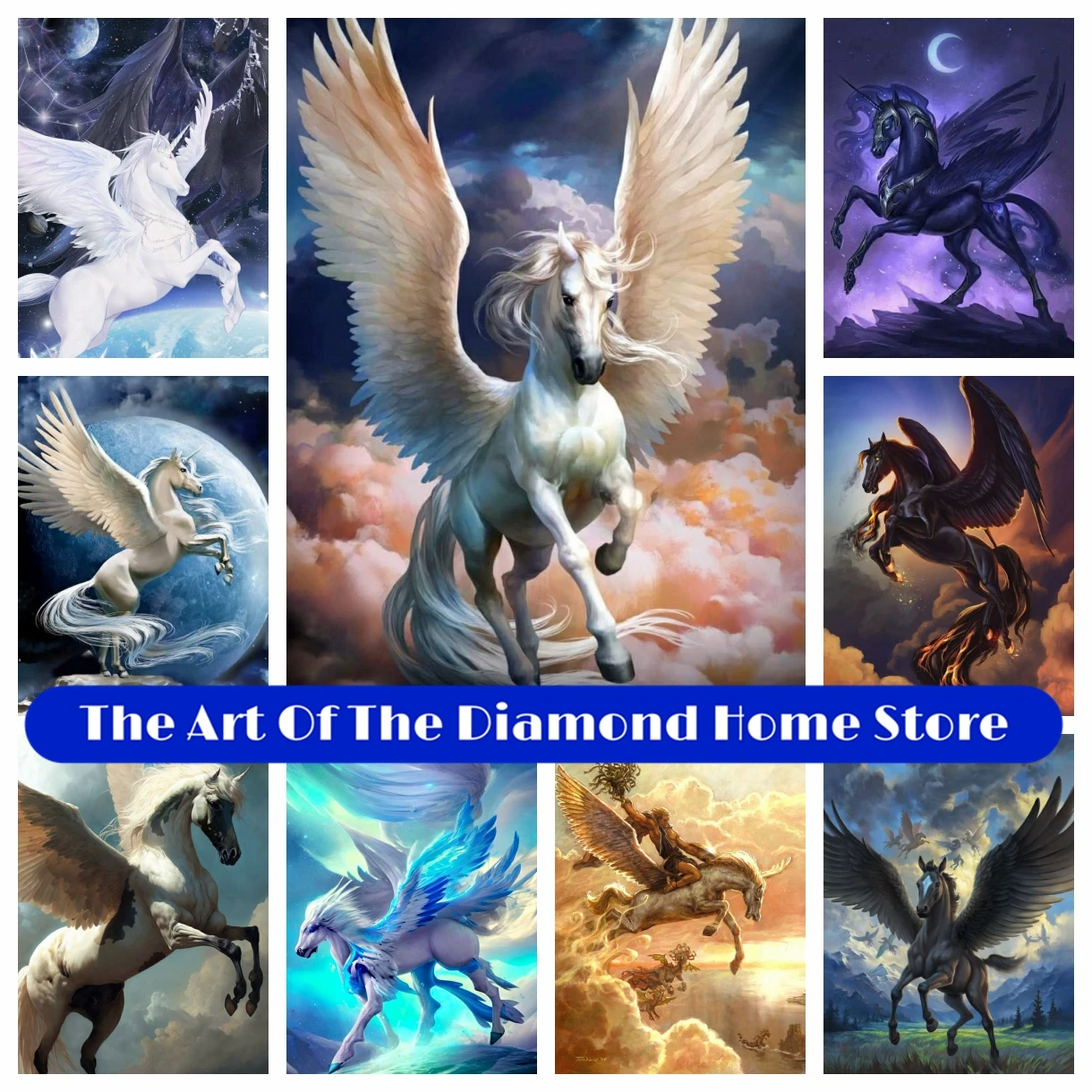 

Kirin 5D DIY AB Diamond Art Painting Unicorn Dark Pegasus Embroidery Animal Horse Mosaic Rhinestone Cross Stitch Kits Home Decor