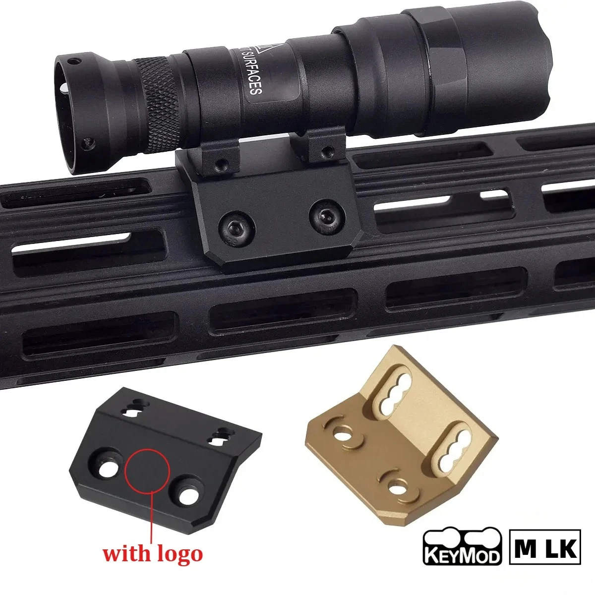 Tactical Flashlight Offset Mount Base Scout Light Side Rail For Surefir M300 M600 M600C Light M-lk Keymod 20mm Picatinny