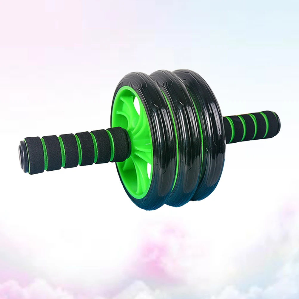 

3 Wheels Exercise Ab Roller Non-slip Sponge Handle Wheels Abdominal Roller Wheel Training Tool with Yoga Mat for Fitness (Green)