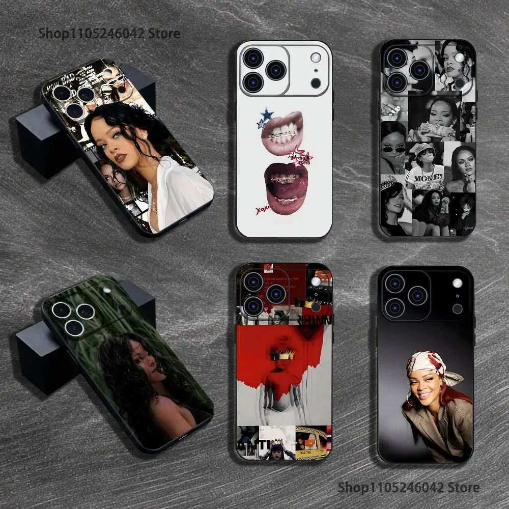 

Singer R-Rihannas Phone Case For iPhone 17,16,15,14,13,12,11,Pro,XS,Max,XR,Plus,E,SE4,Mini Black Soft Cover
