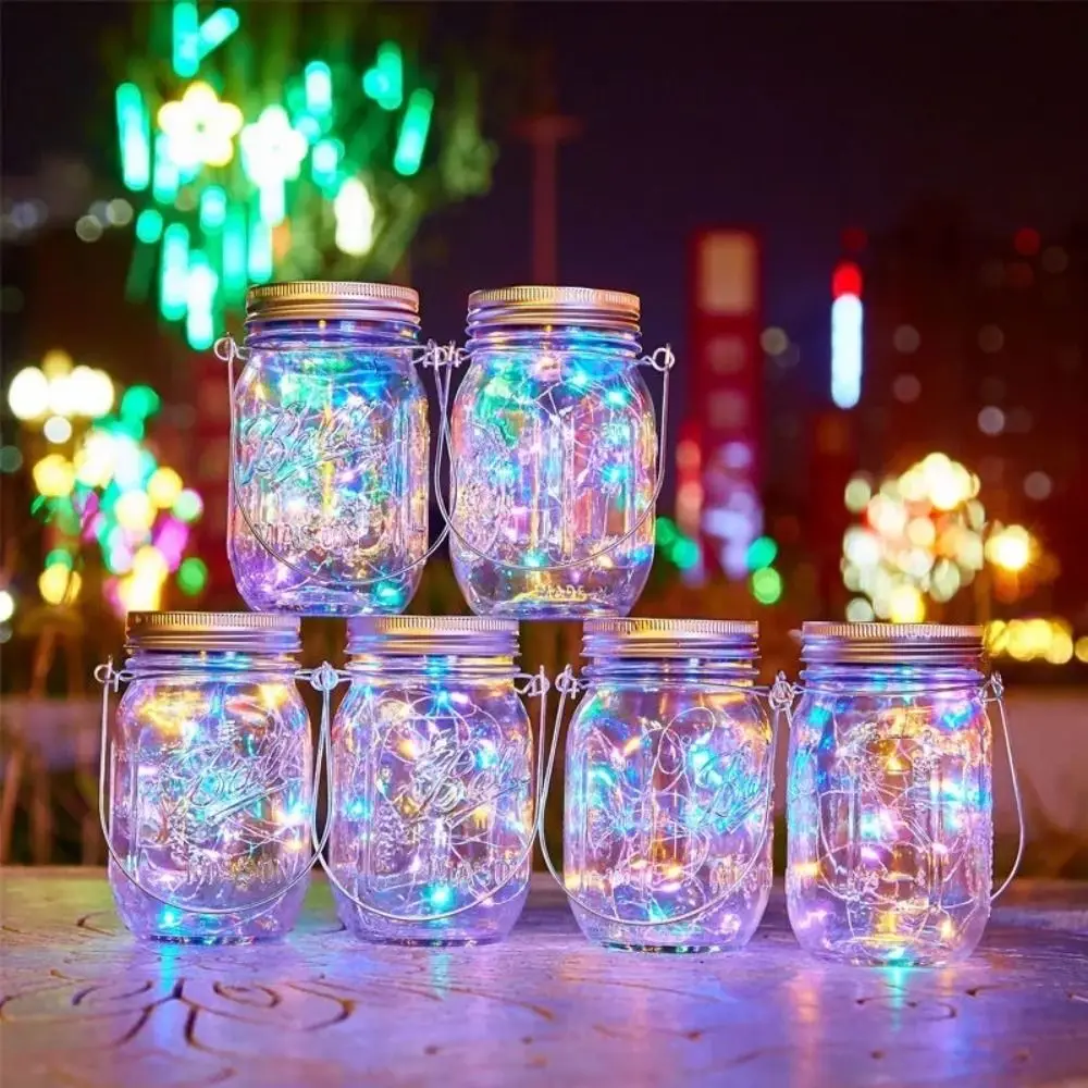 30LED Mason Jar Lid Lights Solar Charging Waterproof Hanging Outdoor Lights Hanging Style With Handles Solar Fairy Lights