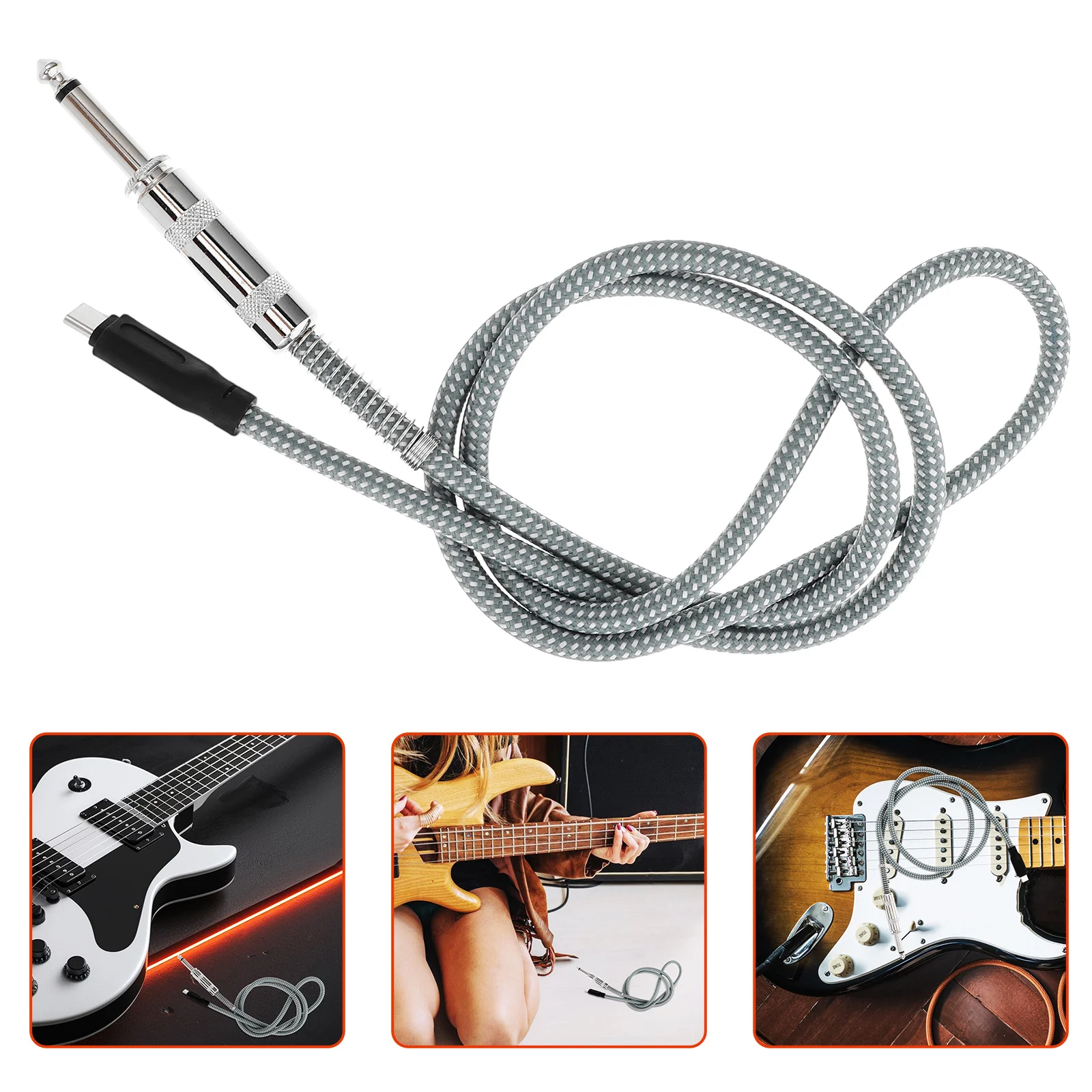 

6.35mm Male to Type-C Male Audio Cable for Electric Guitar Smartphone Computer Recording High Compatibility USB-C to