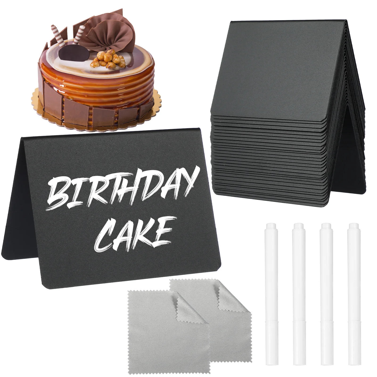 

30Pcs Mini Chalkboard Double Sided Small Blackboards Matte Plastic Reusable Chalkboard Signs for Bakery Wedding Table Numbers