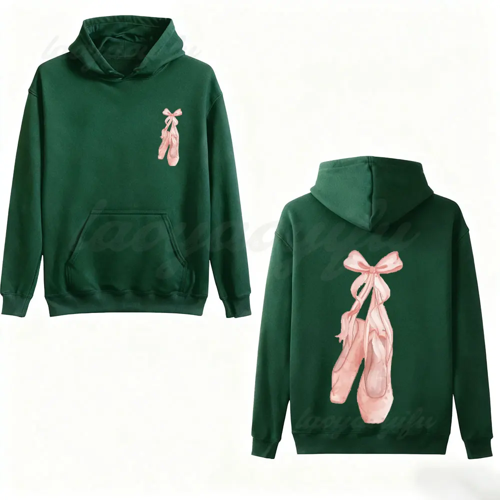 Coquette Ballerina Sweatshirt Ballet Pointe Shoes Pink Bow Girly Aesthetic Crewneck Dance Lover Gift Winter Clothes Women Tops