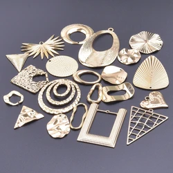 6Pcs/Lot Stainless Steel Stamping Geometric Rectangle Oval Round Charms Hollow Embossed Heart Diy Earrings Pendant Jewelry Bulk