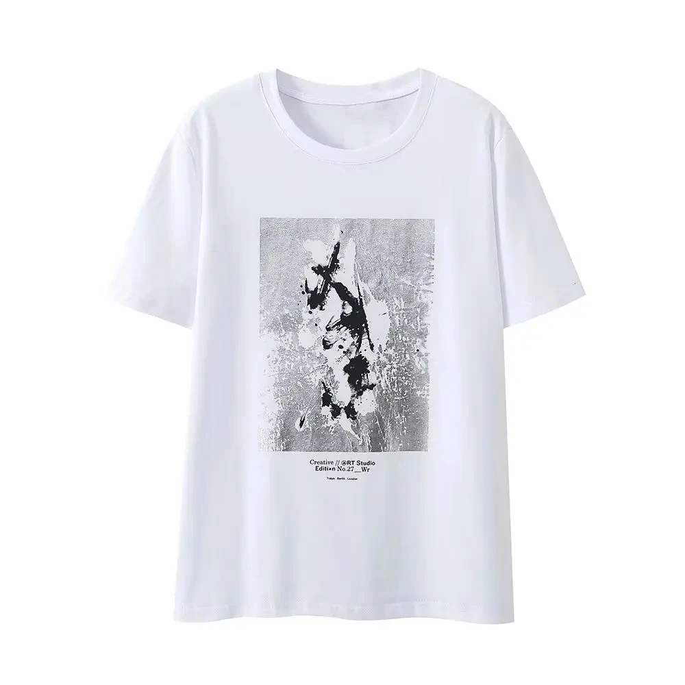 TRAF ZR T-shirts for Women Y2k Embroidery O Neck Harajuku Vintage Short Sleeve Tee T Shirt for Women Stitch Tops Blouse 2023