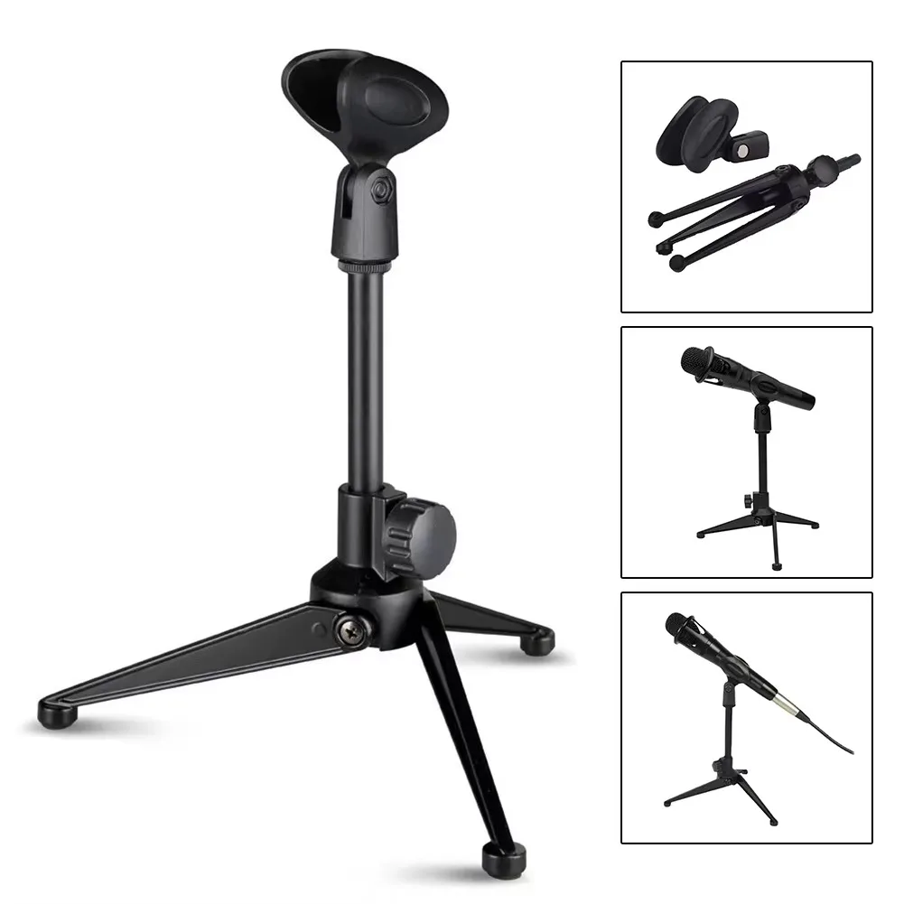 Microphone Stands Desktop Tripods Mini Portable Table Stand Adjustable Mic Stand Mic Clip Holder Bracket Lightweight Brackets