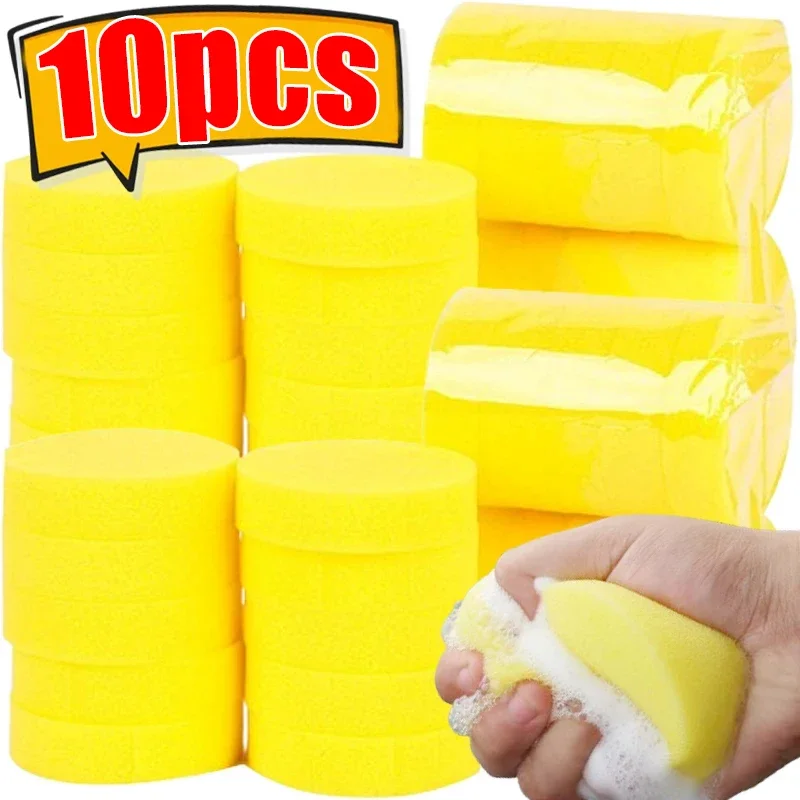 Car Yellow Sponge Waxing Polish Wax Foam Round Applicator Pad Cleaning Sponge Auto Detail Washing High Density Car Cleaning Tool