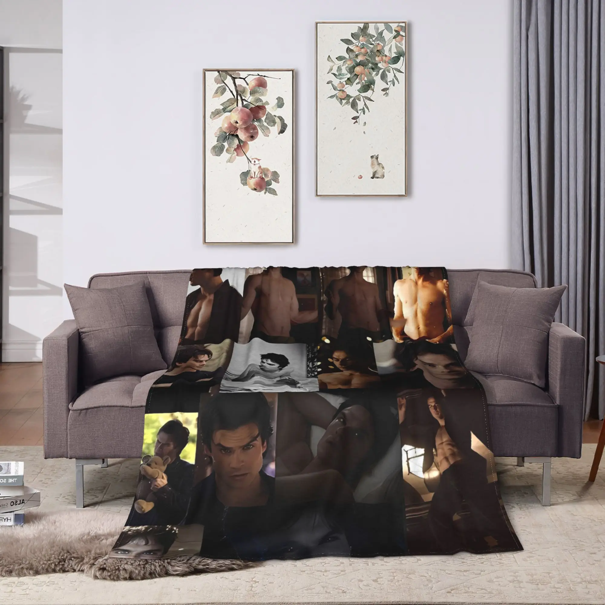 The Vampire Diaries Damon Salvatore Horror Soft Blanket Camping Plush Throw Blanket Couch Chair Flannel Bedspread Sofa Bed Cover