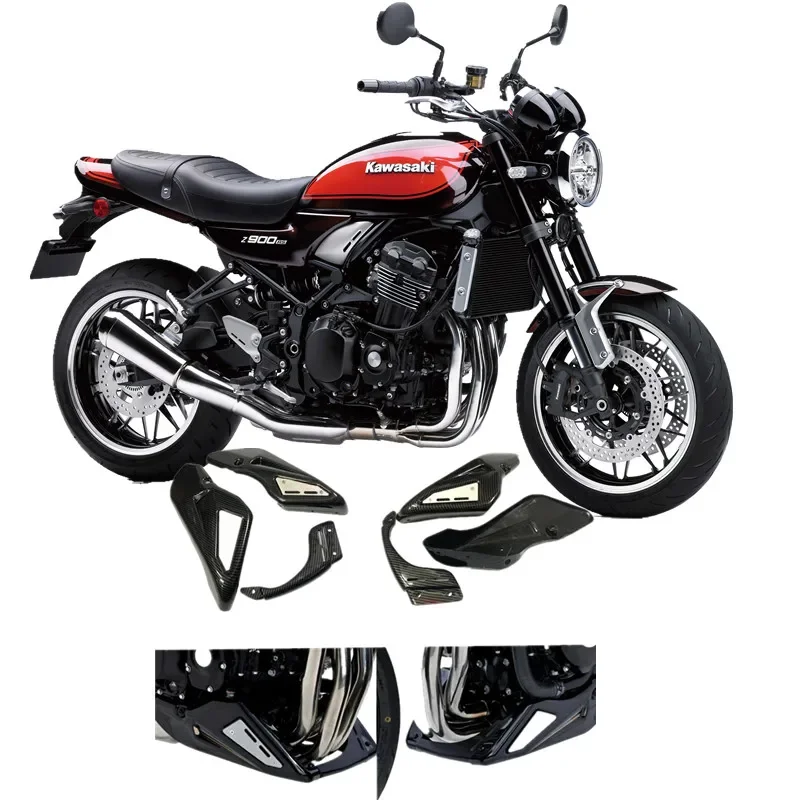 

Для KAWASAKI Z900RS 2018 + кожух шасси двигателя мотоцикла, обтекатель, защитный кожух выхлопного щита-водяной знак, углеродное волокно