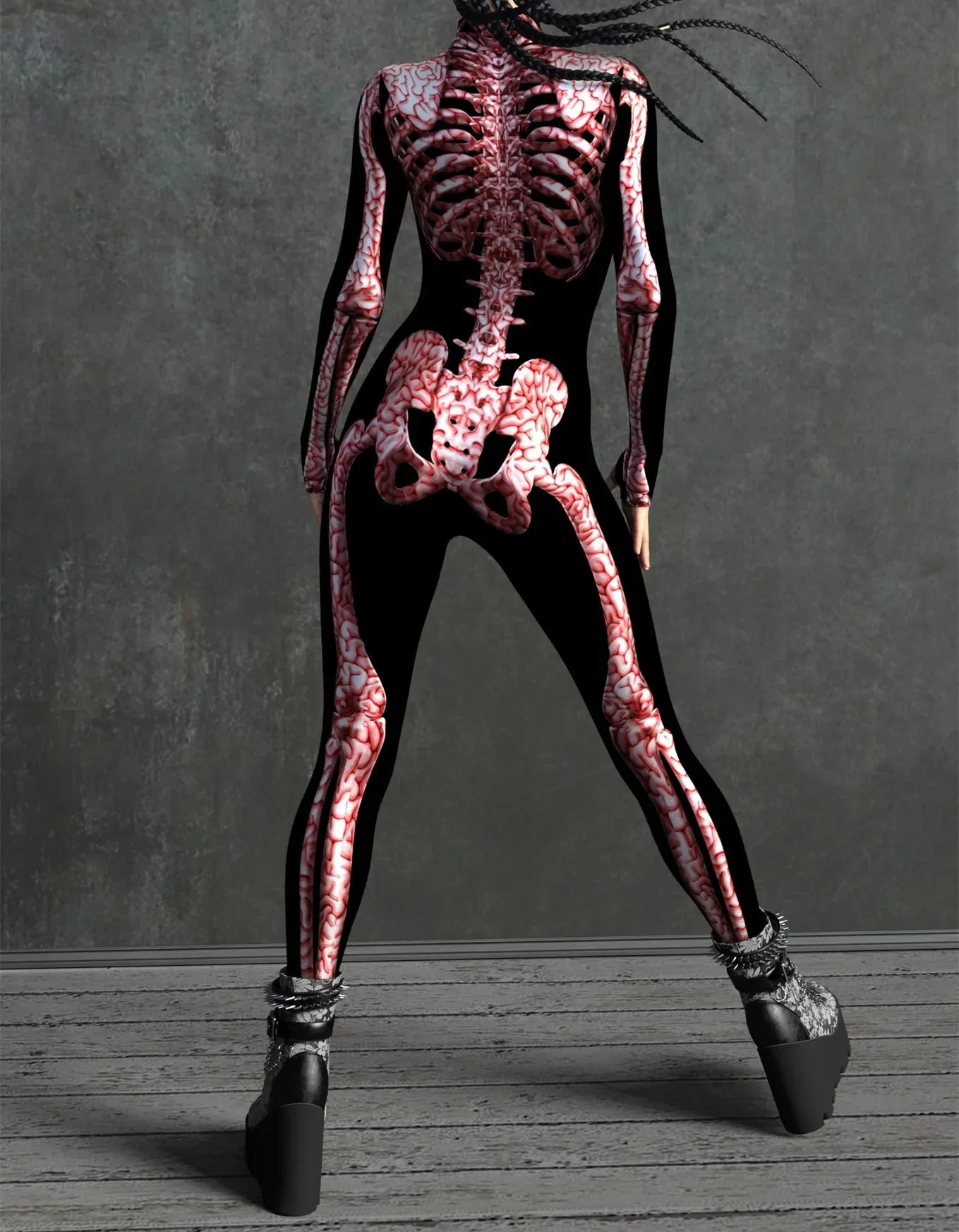 Halloween Skinny Damen Bedruckter Bunter Totenkopf Cosplay Jumpsuit Cyberpunk Zentai Anzug Karnevalsparty Aerial Performance Bodysuits – Detail 40