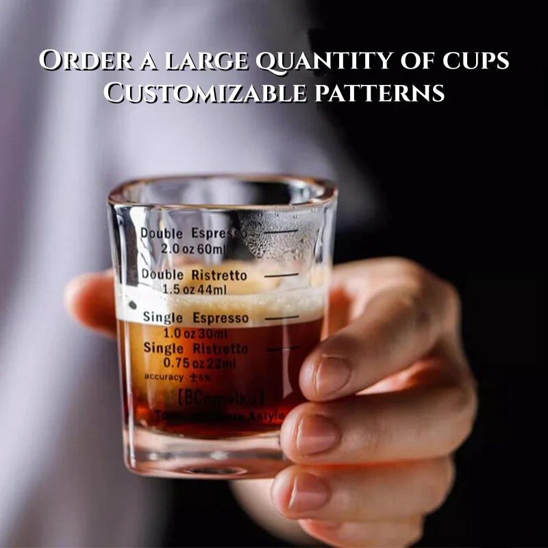 Mini Espresso 2PCS Coffee Ounce Roasting Measuring Cup Glass 60ML Square liqueur Thickened Concentrated Transparent glass cup
