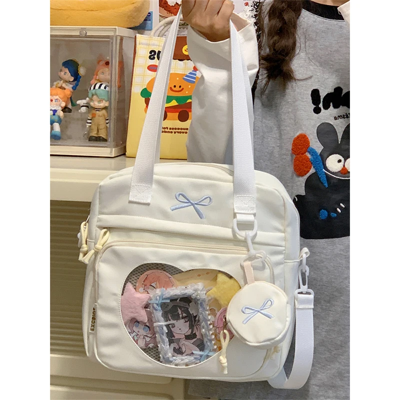 

Korean original Japanese shoulder bag messenger bag college girl large capacity soft girl baji transparent pain bag coin purse