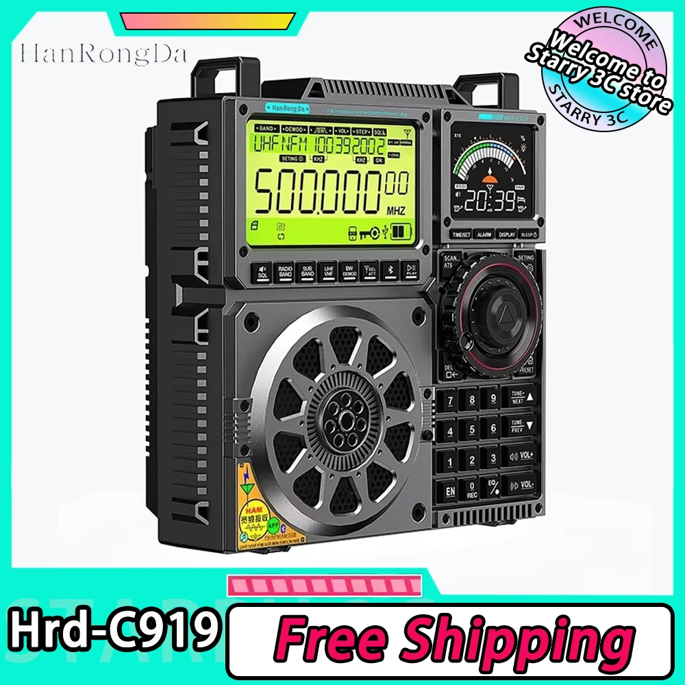 Hanrongda Hrd-C919 Radio Fm All-Band Bluetooth Radio Fm Large Battery DOUBLE IPS Screen Aux In Plays Tfcard App Radio Customized