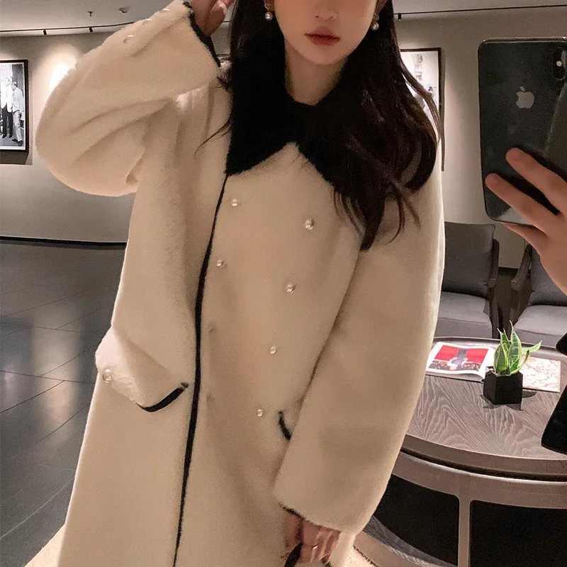 2024 Haining Fur  Winter New Lamb Wool Coat Women's Wool Fur Wool Integrated Sheep Cut Fleece Long Coat