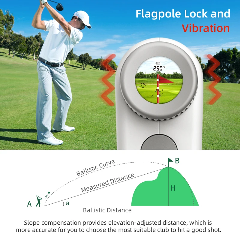 REVASRI Laser Rangefinder for Golf Range Finder Long Distance Meter Monoculars Telescop with Flag-Lock Pin Outdoor Sport