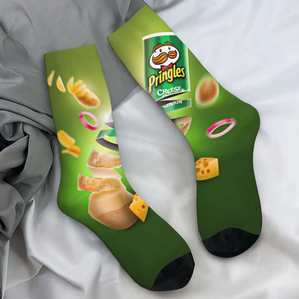 Pringles Chip Socks Casual Stockings Autumn Anti-Slip Unisex Men Socks Quality Design Outdoor Socks