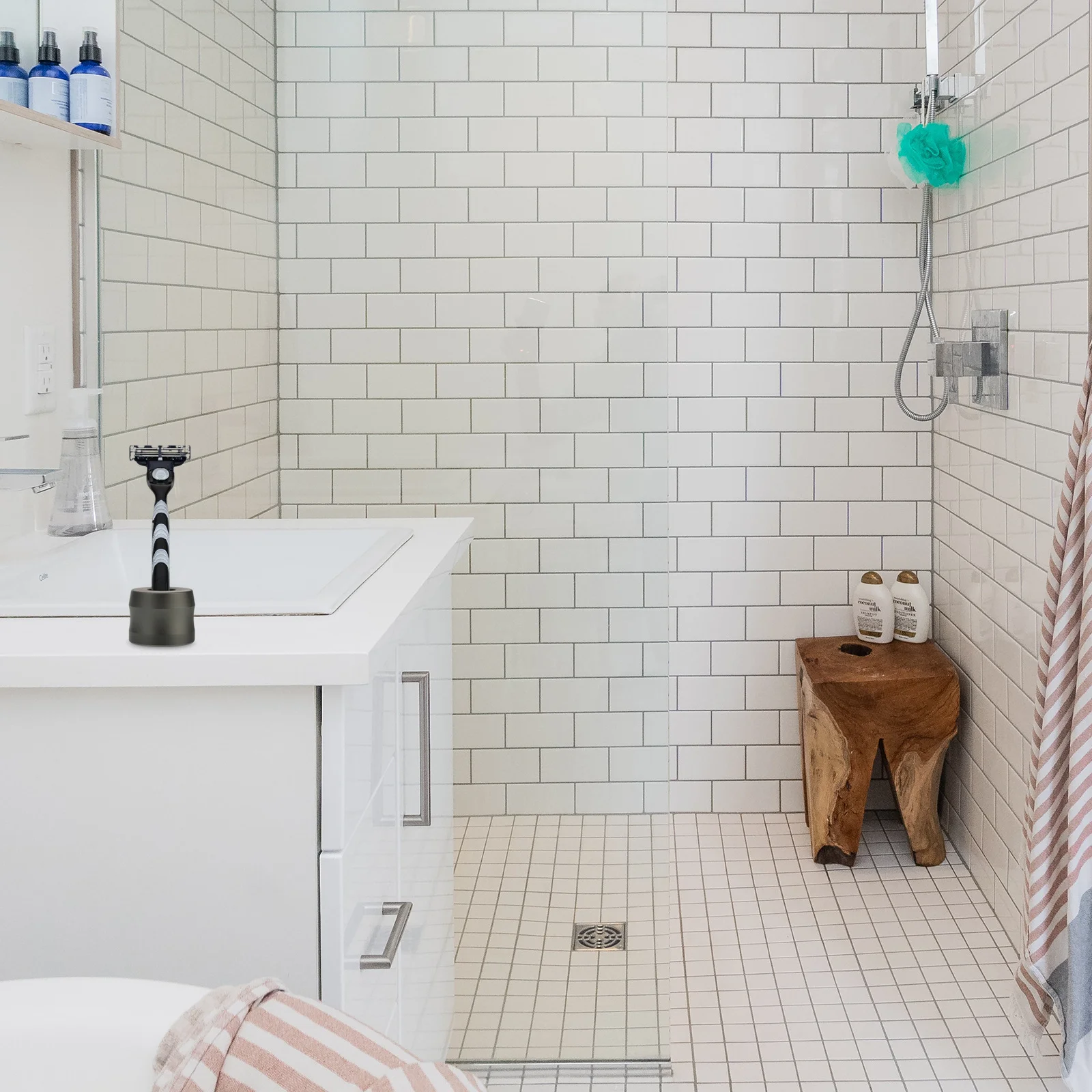 

Aluminum Alloy Razor Holder Shaving Safety Stand ganizer Durable Moisture Proof Non Slip Heavy Base Stable Desk Bathroom