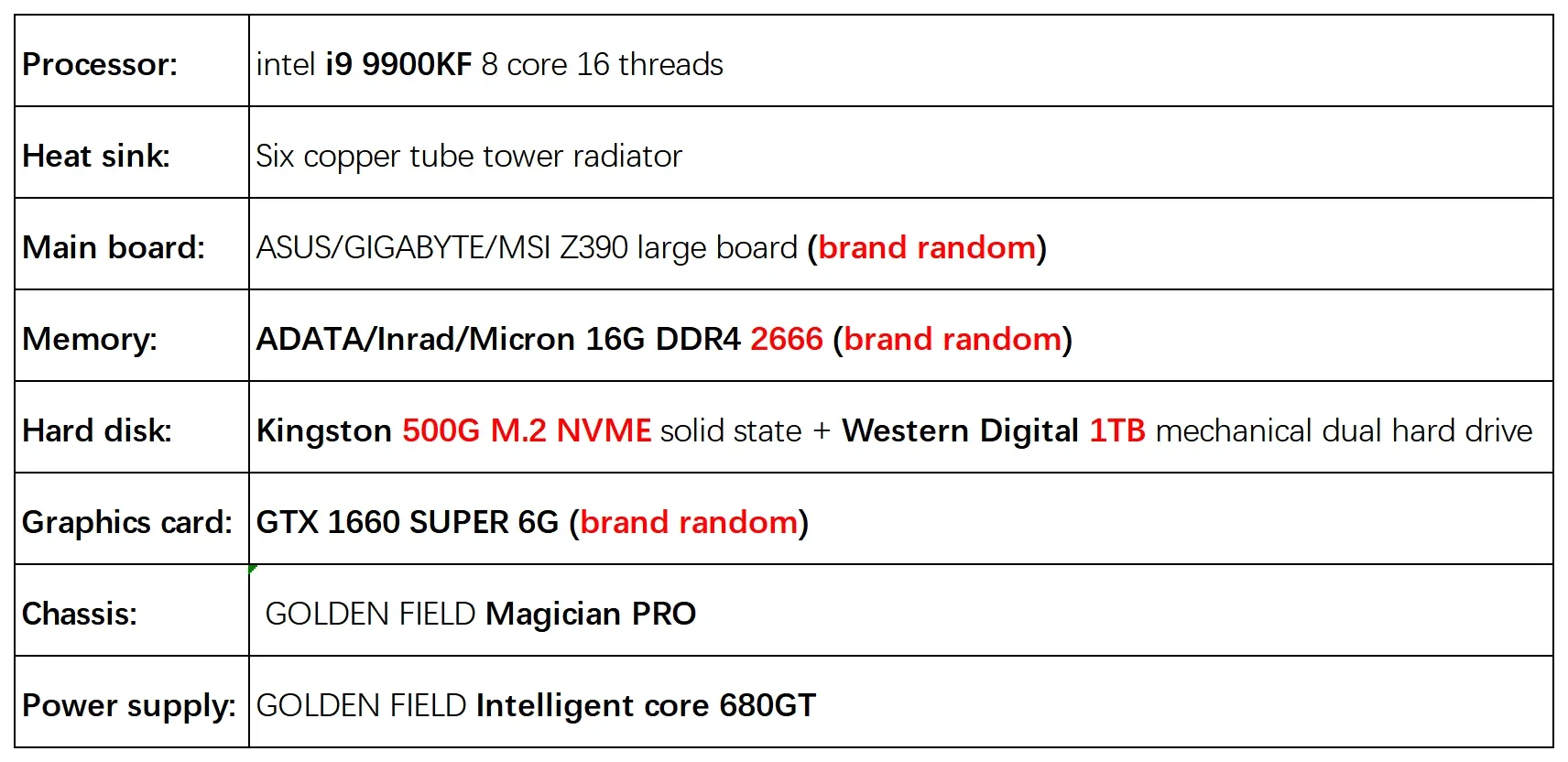 I9 9900KF 8 cores 16 threads GTX1660S professzionális Tervező 3D Vakolás Mintázás videó Szerelőipar Játék asztali Számítógépes PC Házigazda