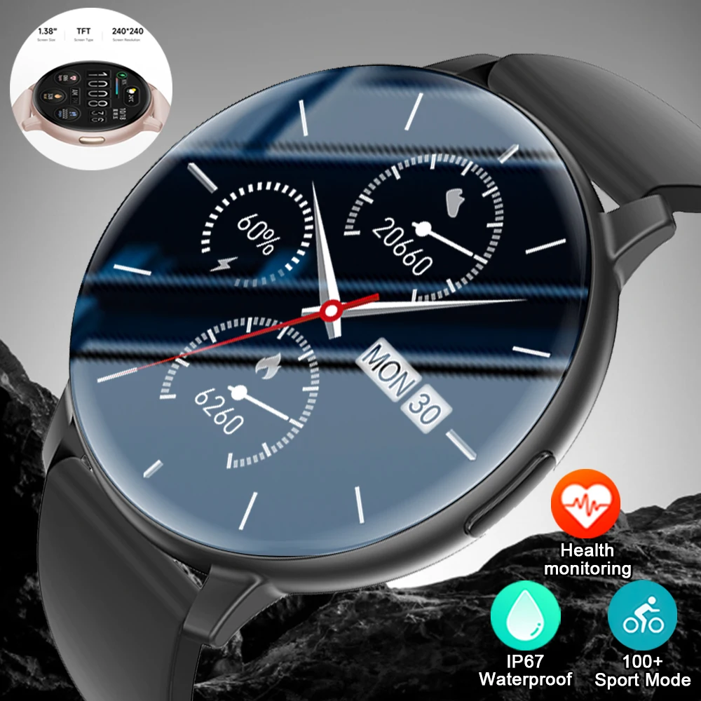 

2025 Новые 1,38-дюймовые умные часы для мужчин и женщин, Bluetooth-вызов, монитор сердечного ритма, здоровья, мужские часы, IP67, водонепроницаемые мужские умные часы