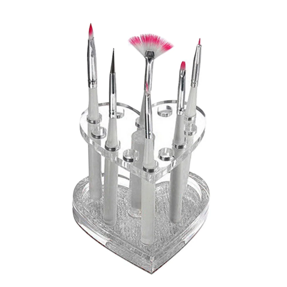 

2Pcs Heart Shaped Acrylic Makeup Brush Holder Organizer Desktop Storage Stand Lip Liner Eyeliner Makeup Brush Rack