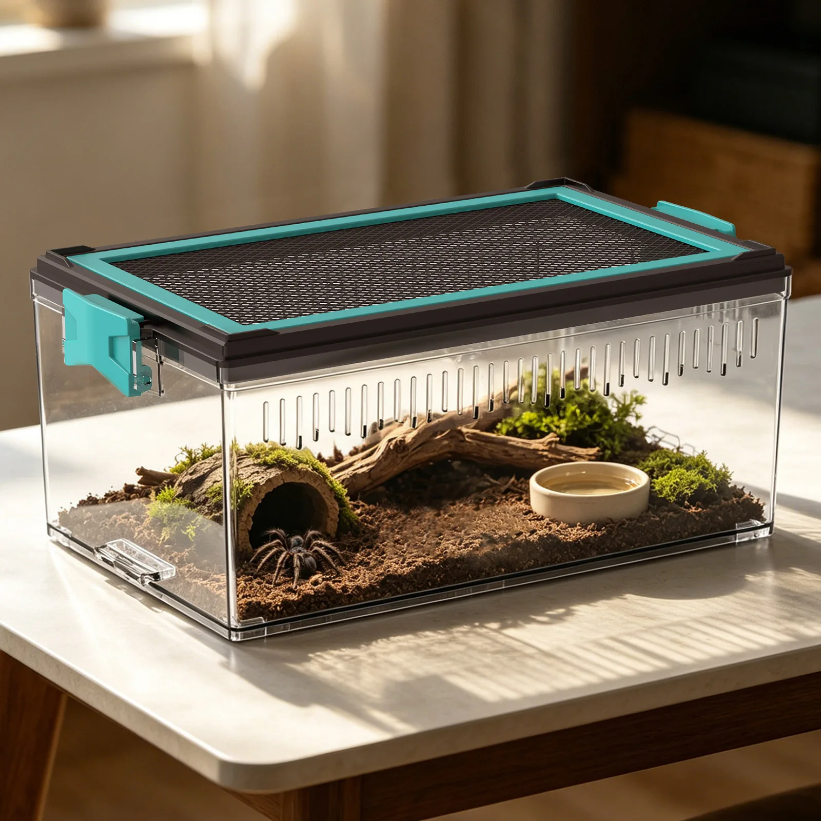Stapelbares Terrarium für Kleine Reptilien, Geckos, Spinnen, Frösche, Mehlwürmer, Geeigneter Behälter, Tierkäfig