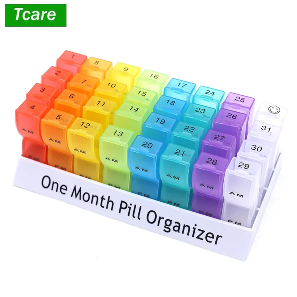 

Monthly Pill Organizer Box - 31 Day AM/PM Daily Pill Case for Each Day, Pill Dispenser Container To Hold Vitamins, Supplements