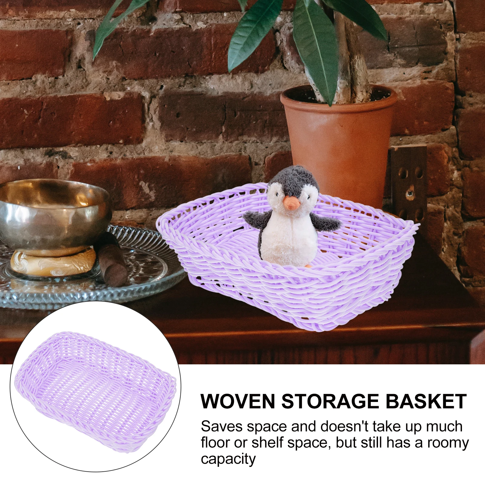 

Macaron Color Storage Basket Multipurpose Woven Organizer Baskets Tabletop Pantry Cute Small