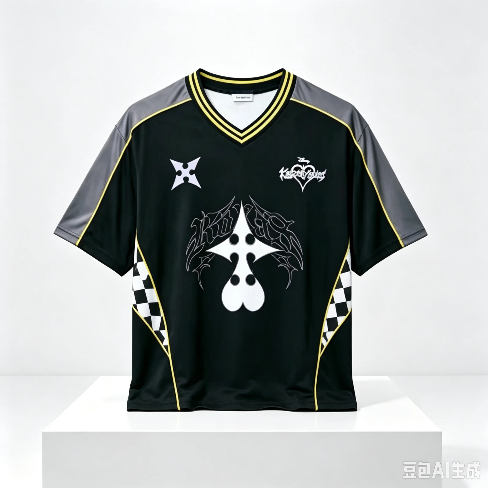 Familien-Partnerlook 2026 Kingdom Hearts No Man Symbol Schachbrett Fußballanzug Atmungsaktives Schnelltrocknendes Familien-Kurzarm-T-Shirt – Detail 6