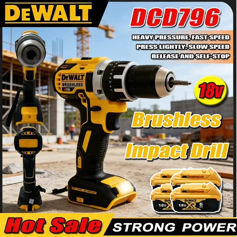 

Дрель DeWALT DCD796: бесщеточный двигатель, 70 Нм, 20 В, крутящий момент, 14+1 передача, 0-2200 об/мин и эргономичный дизайн для точного и комфортного использования.