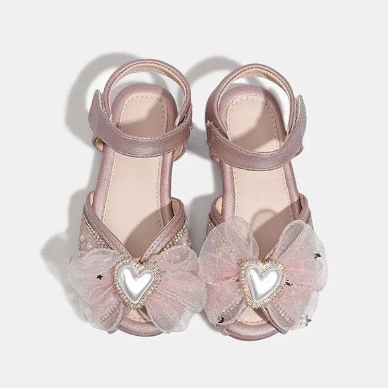 

Children's Sandals 2025 Summer New Bow Girls' Princess Shoes Comfortable Soft Bottom Baby Kid's Beach Shoes
