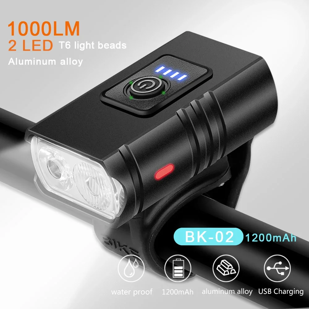 Front Bike Light USB Rechargeable Power Display Bicycle Led Light Waterproof Bicycle Headlight Flashlight Cycling Accessories