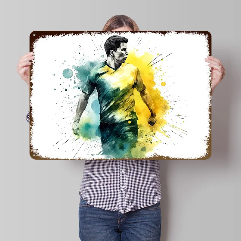 Soccer Tin Poster Customized Wall Art Retro Vintage Metal Signs for Fans Room Luxury Decoration Gaming Bedroom Accessories House