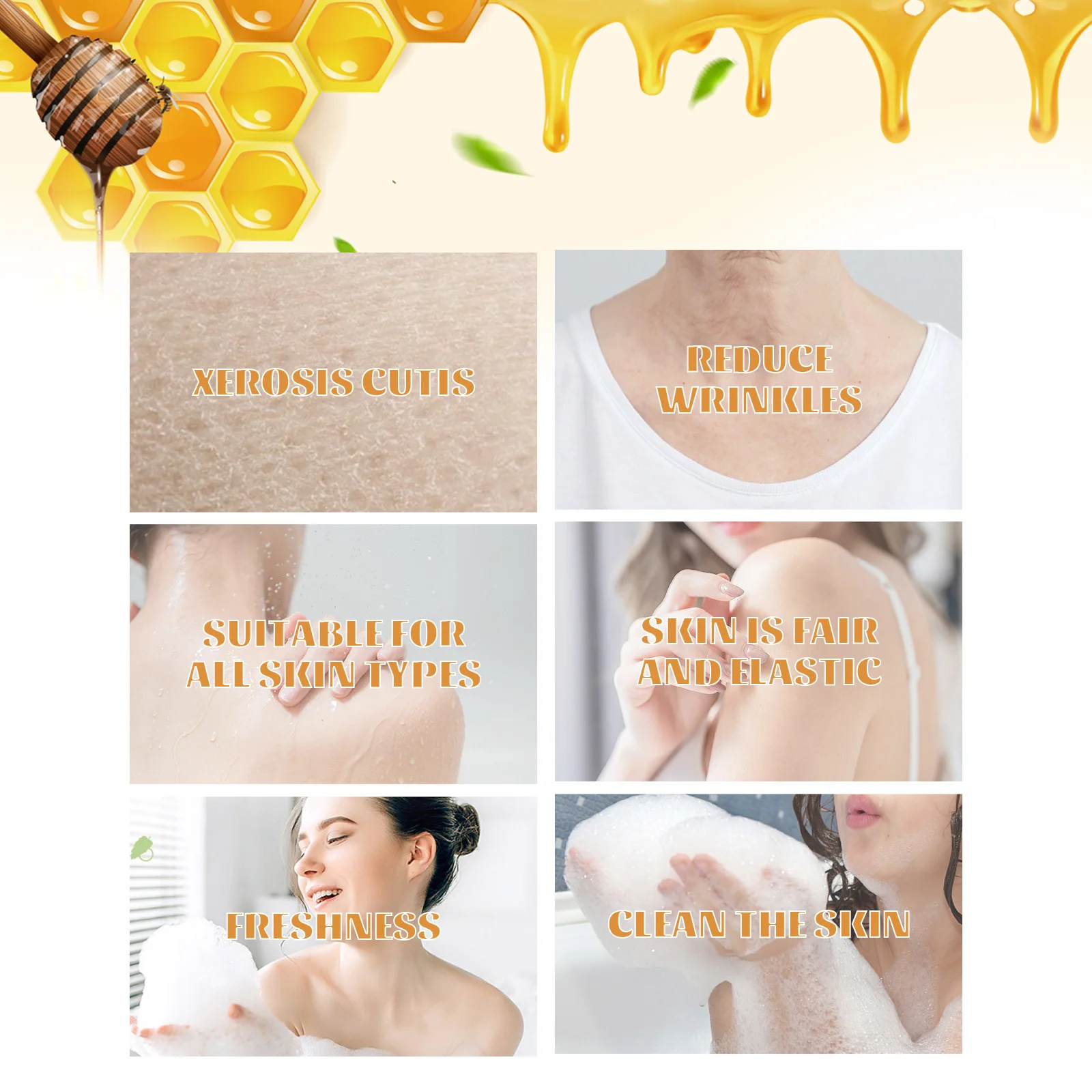 Honey Shower Gels Refreshing Moisturizing Body Wash Smooth Gentle Cleansing Exfoliating Brighten Whitening Skin Bath Lotion 100g