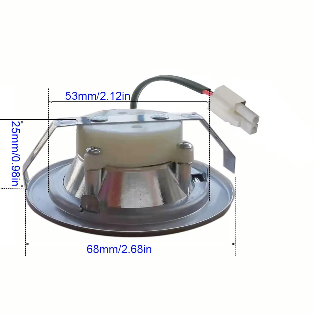 1 Juego de luces para campana extractora de 68mm, 2 orificios de 1/8 pulgadas, 1,5 W, luz LED para ventilador de humo, luz para capó de armario de