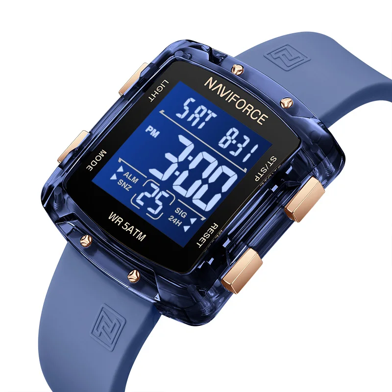 NAVIFORCE Fashion Digital Watches Women Sports Watch Waterproof 50M Square Electronics Digital Watches LCD Women's Wristwatch