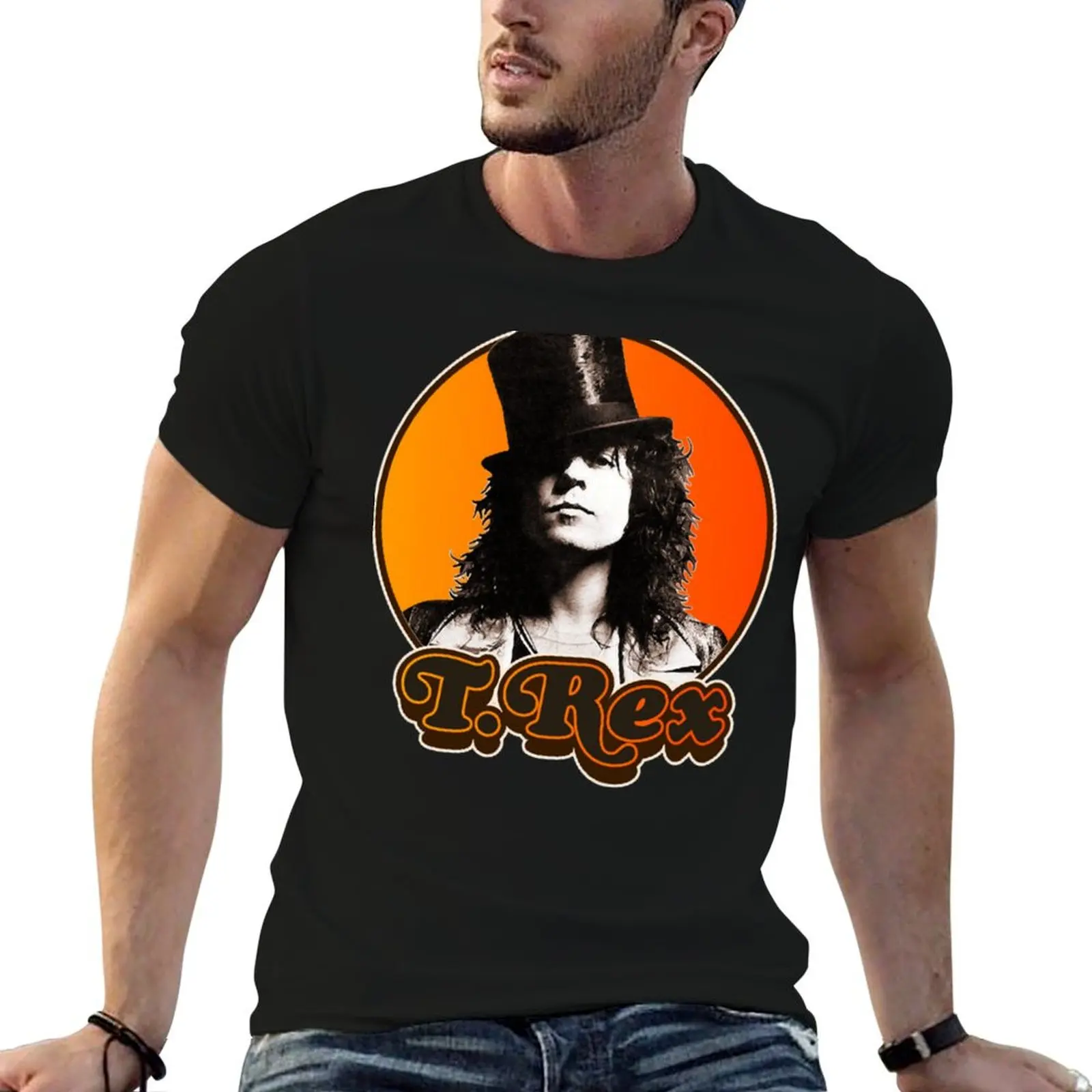Retro T Rex Marc Bolan Tribute Classic T-Shirt Basic Casual Short Sleeve Cotton Shirt
