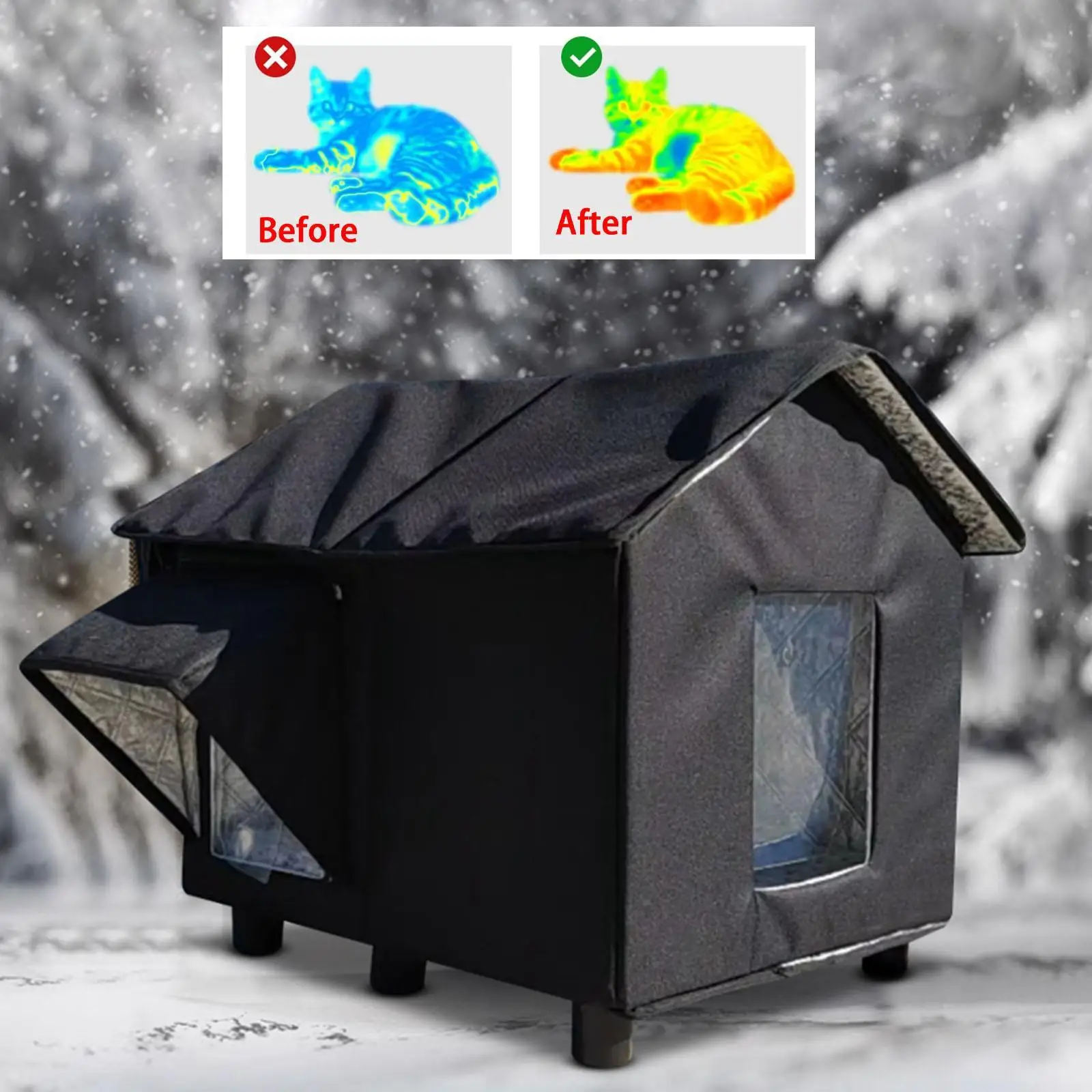 

Outdoor Cat House Pet Supplies,Protection Warm Elevated,Pet House Kitty Shelter Feral Cat Shelter for Winter Patio Barn Backyard