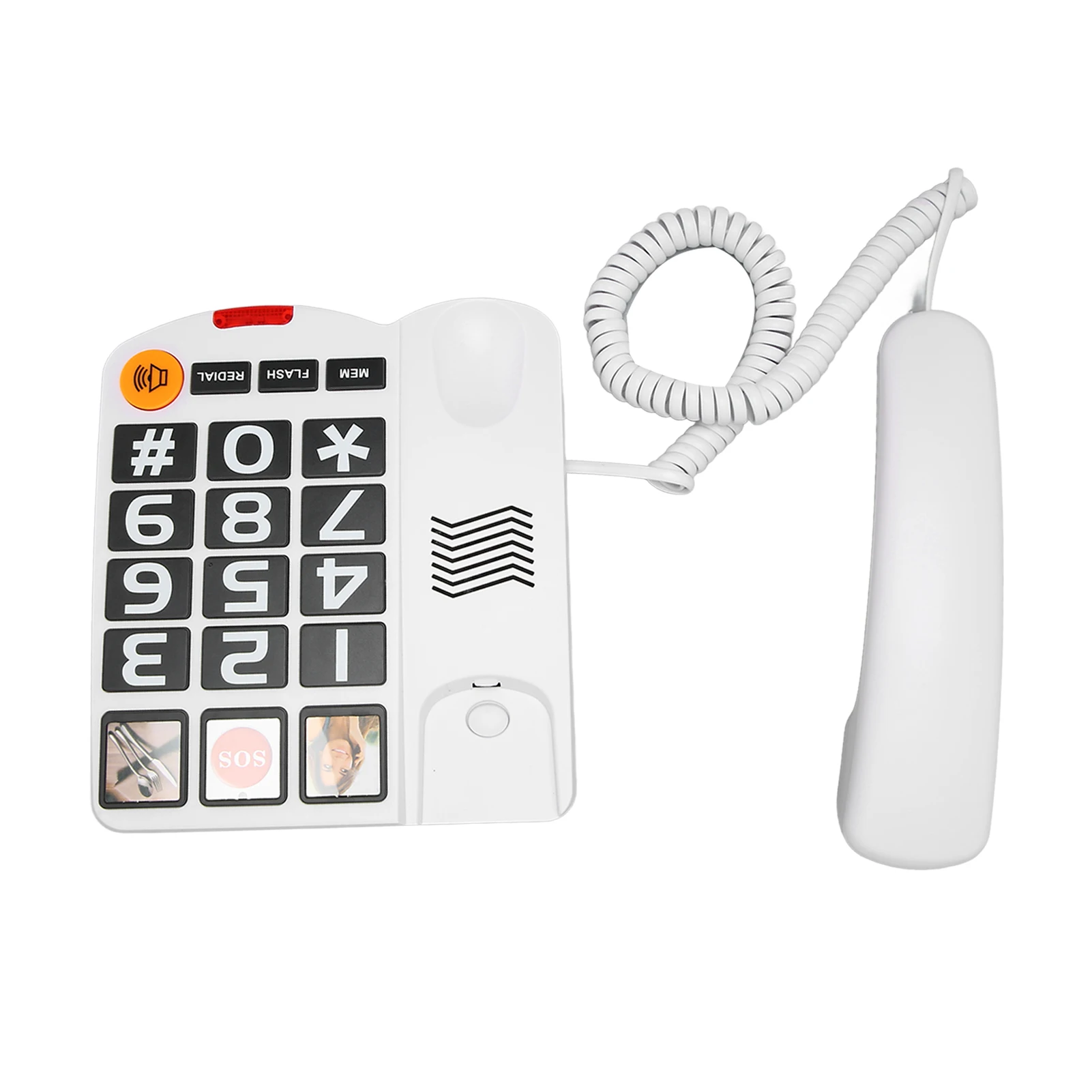 هاتف بأزرار كبيرة لكبار السن ، متعدد الوظائف ، لمسة واحدة ، اتصال بالأيدي ، هاتف أرضي بسلك ، سطح مكتب ثابت