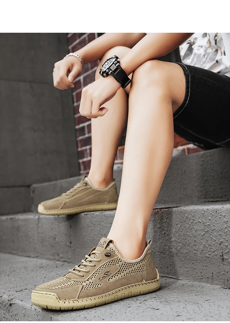 Herren-Freizeitschuhe aus Mesh, atmungsaktive Loafer, leichte Herren-Sneaker, flache Fahrschuhe, Größe Herren, Mesh-Schuhe, Sneakers – Detail 9